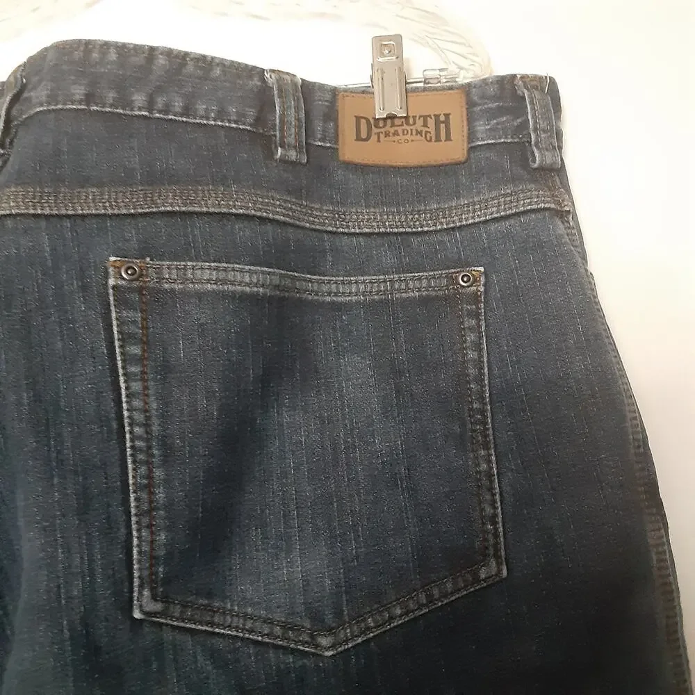Duluth Trading Men 42x30 Flex Ballroom Mid Rise Dark Wash Blue Jean READ